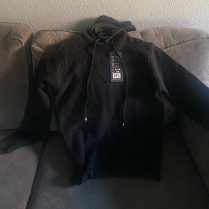 Women's Cashmere Black Hooded Sweater in Size Small